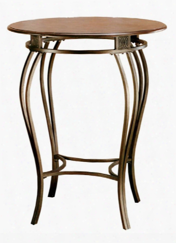 41550ptb Montello 34" Round Bistro Table With Rubber Wood Top With Mdf Edge Curved Met Al Legs In Old Steel