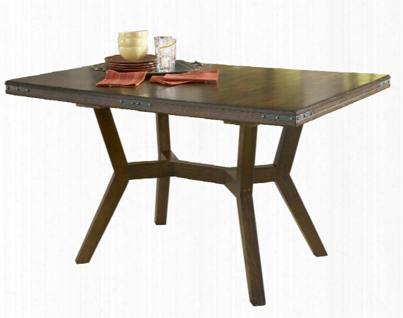 4232-814 Arbor Hill 60"-78" Rectangular Dining Table With Butterfly Leaf Extension And Oil Rubbed Bronze Decorative Accents In Chestnut