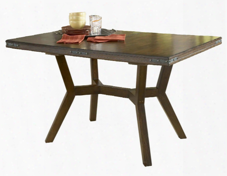 4232-835 Arbor Hill 60"-78" Extendable Gathering Table With Extension Leaf Nail Head Accents And Rubber Wood Construction In Chestnut