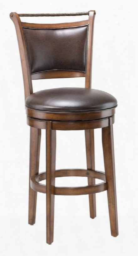 4298-830s Calais 46" 360 Degree Swivel Counter Stool With Wood Frwme In Distressed Medium Brown