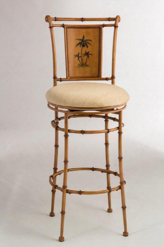 4330-830 West Palm 45" Fabric Upholstered 360 Degree Swivel Bar Stool With Metal Frame In Burnished