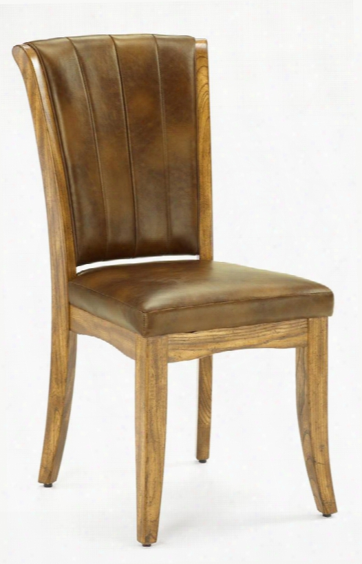 4337-801s Parkglen Grand Bay 19" Chair With Antique Brown Vinyl Upholstery Channel Stitching And Mdf Construction I Medium Oak