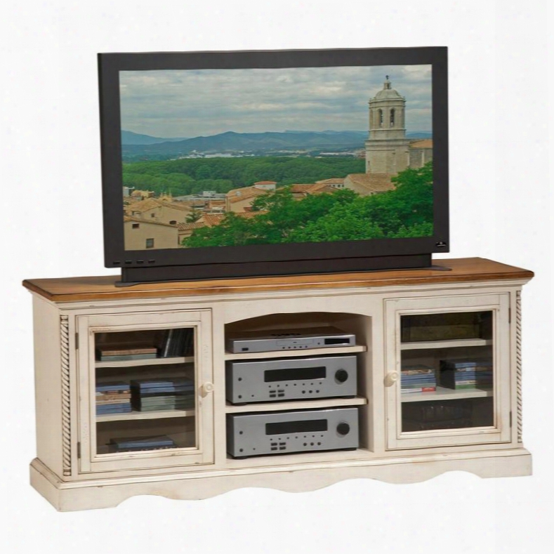 4508-880 Wilshire 66" Entertainment Console With 2 Glass Doors Shelves Carved Detailing And Decorative Hardware In Antique