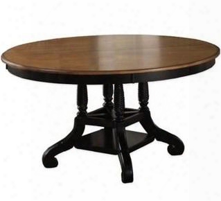 4509dtbrnd Wilshire 56"-74" Round/oval Dining Table With Bottom Shelf Thick Solid Wood And Chilean Pine Wood Construction In Rubbed Black