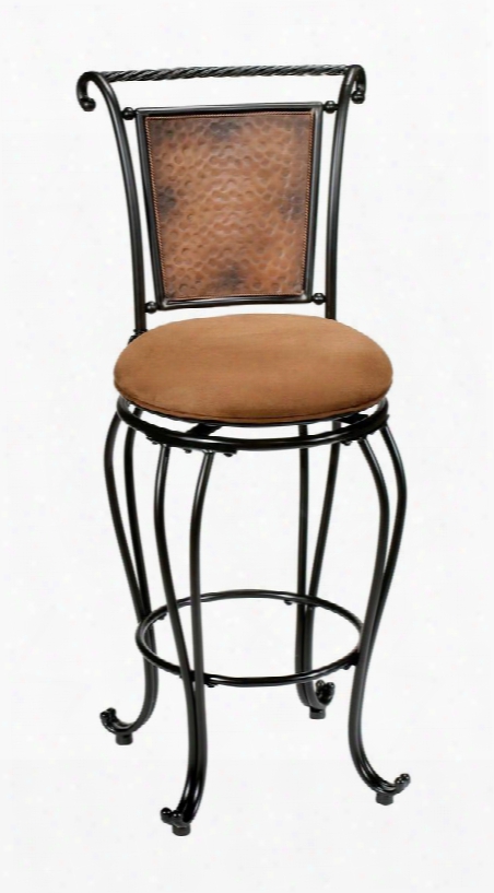 4527-831 Milan 46" Fabric Upholstered Bar Stool With Metal Frame In Black With Copper