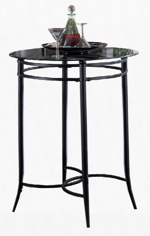 4596ptb Mix-n-match 34" Round Bistro Table With Black Glass Top Tapered Legs And Metal Construction In Black