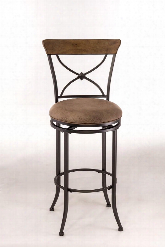 4670-826 Charleston 41" Swivel Vinyl Upholstered X-back Counter Stool With Metal Frame In Dark Gray