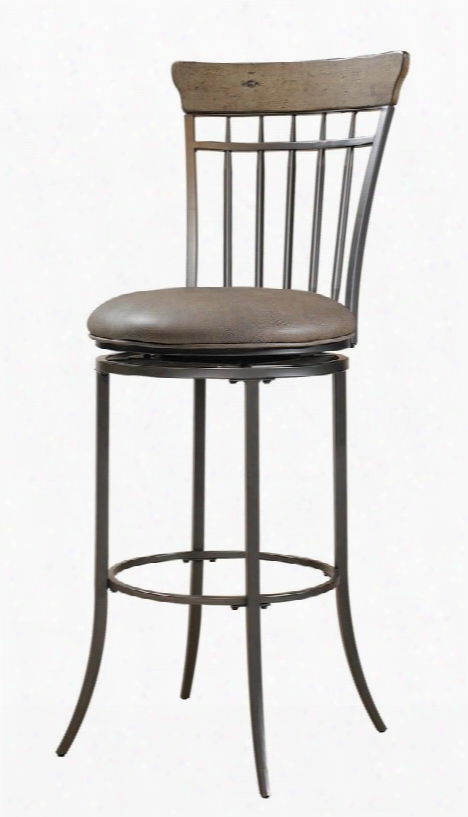 4670-827 Charleston 46" High Swivel Counter Stool With Vertical Spindle Back Putty-colored Vinyl Desert Tan Wood And Dark Grey