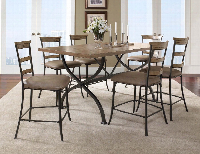 4670ctbrs57 Charleston 7-piece Counter Height Rectangle Wood Dining Set W/ladder Back Stool Desert