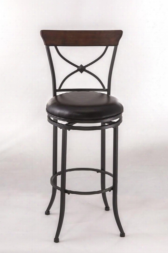4671-830 Cameron 45" Swivel X-back Counter Stool In Charcoal Gray Metal And Chestnut Brown