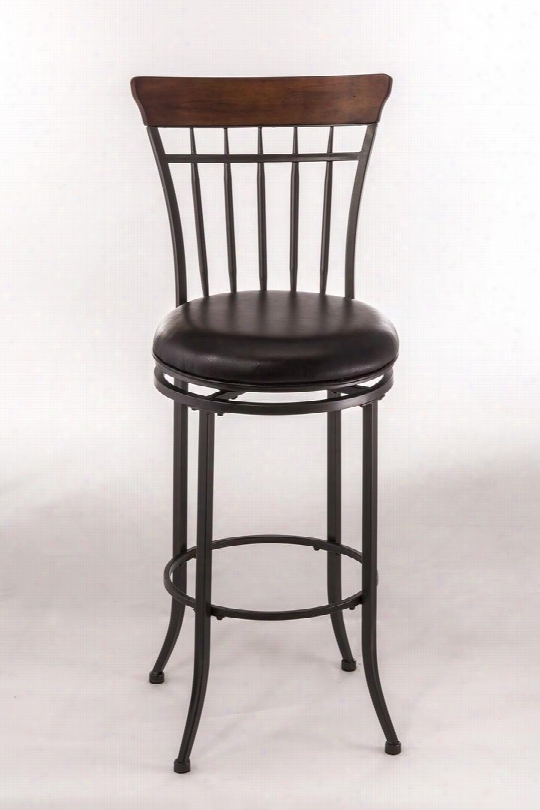 4671-831 Cameron 46" Swivel Vertical Spindle Bar Stool With Metal Frame In Charoal Gray And Chestnut