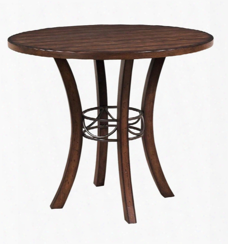 4671ctb Cameron 42" Round Counter Height Table With Dark Grey Metal Accent Base And Rubber Wood Construction In Chestnut Brown