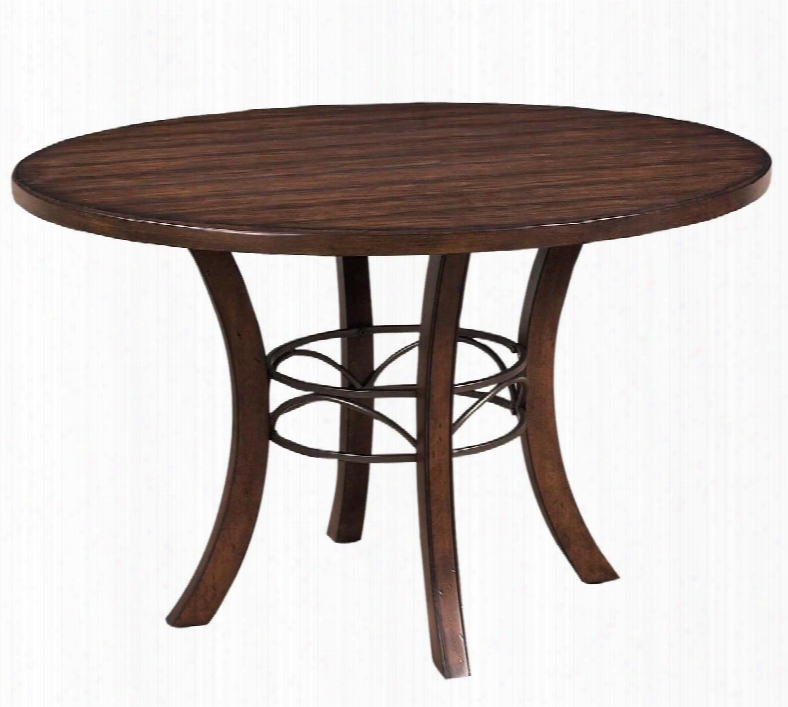 4671dtbw Cameron 48" Round Dining Table With Dark Grey Metal Ring In Chestnut Brown
