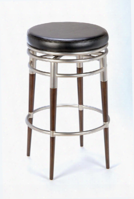 4688-831 Salem 30" Vinyl Upholstered Backless Swivel Bar Stool With Wood And Metal Frame In Brushed