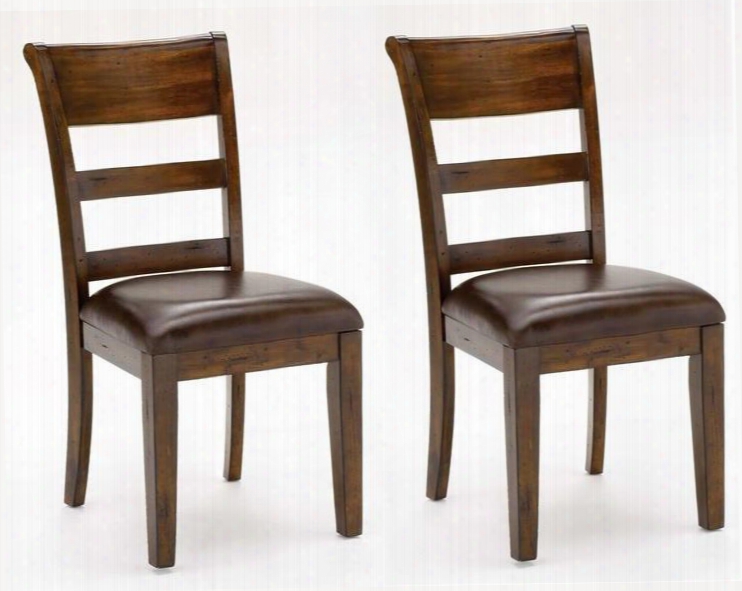 4692-802 Set Of 2 Park Avenue 2 4.75" Counter Height Dining Chairs With Brown Faux Leather Upholstery And Mdf With Mahogany Veneer Construction In Distressed