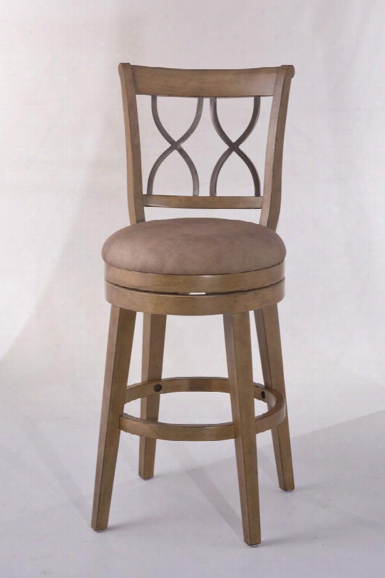 4724-830s Reydon 47" Vinyl Upholstered Swivel Bar Stool With Wood Frame In Weathered