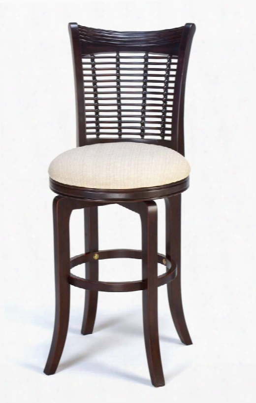 4783-830 Bayberry Bric Upholstered Swivel Bar Stool With Wood Frame In Dark