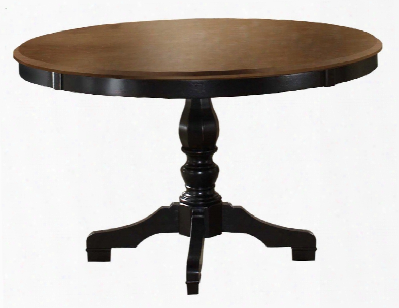 4808dtb48 Embassy 48" Round Dining Table With Pedestal Base Cherry Finished Top And Rubber Wood In Rubbed Black