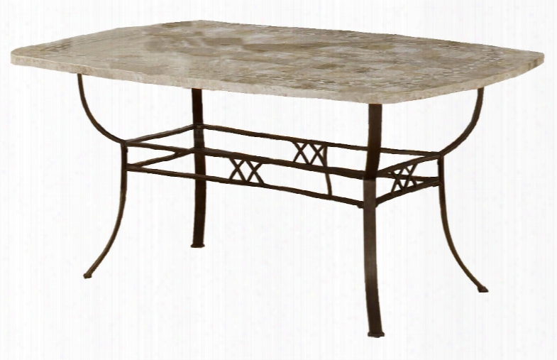 4815dtb Brookside 66" Rectangle Dining Table With Ivory Color Fossil Stone Top And Metal Frame In Brown Powder Coat