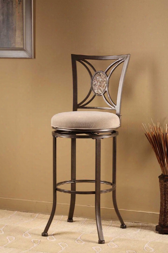 4897-830 Rowan 45" Fabric Upholstered Swivel Bar Stool Wifh Metal Classic Design Frame In Silver