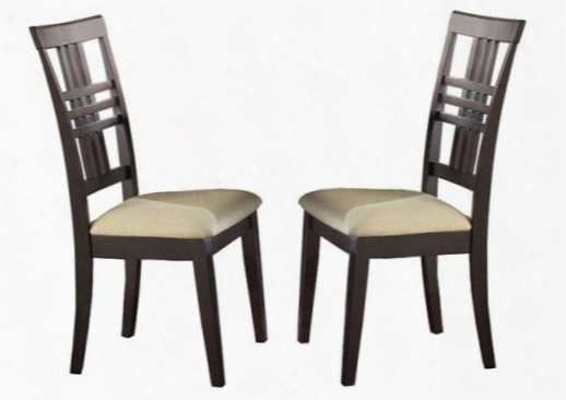 4917-802 Set Of 2 Tiburon 40" Side Dining Chairs With Clean Tapered Legs And Ivory Fabric Upholstery In Espresso