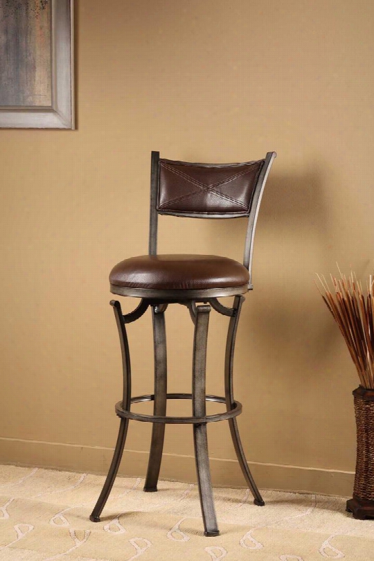 4919-826 Drummond 43" Vinyl Upholstered Swivel Counter Stool With Metal Frame In Rubbed
