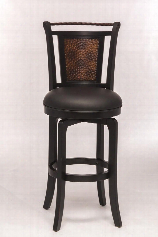 4935-830s Norwood 48" Vinyl Upholstered Swivel Bar Stool With Wood Frame In Black/copper