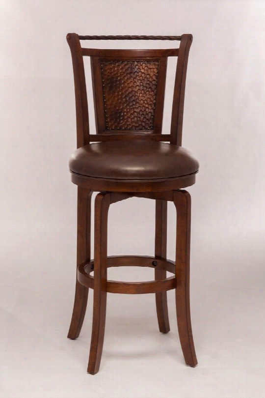 4935-831s Norwood 48" Vinyl Upholstered Swivel Bar Stool With Wood Frame In Brown