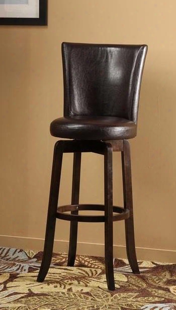 4951-827 Copenhagen 39" High Swivel Counter Stool With 360 Degree Swivel Brown Faux Leather Upholstery Mdf Veneer And Solid Wood Construction In Espresso