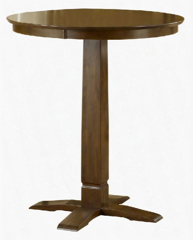 4975ptbbrn Dynamic 36" Round Pub Table With Pedestal Base Rubber Wood And Okume Veneer Construction In Brown Cherry