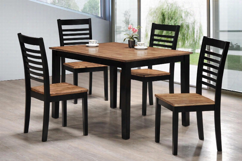 5004-48 Key West 5 Pc Dining Set Including One Table And 4 Chairs With Distressed Detailing And Apron In Light Oak And