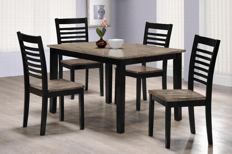 5014-48 East Pointe 5 Pc Dining Set With Distressed Detailing Tapered Legs And Block Feet In Grey And