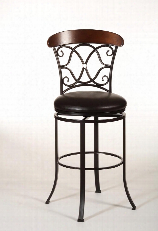 5026-830 Dundee 47" Vinyl Upholstered Swivel Bar Stool With Metal Frame In  Dark