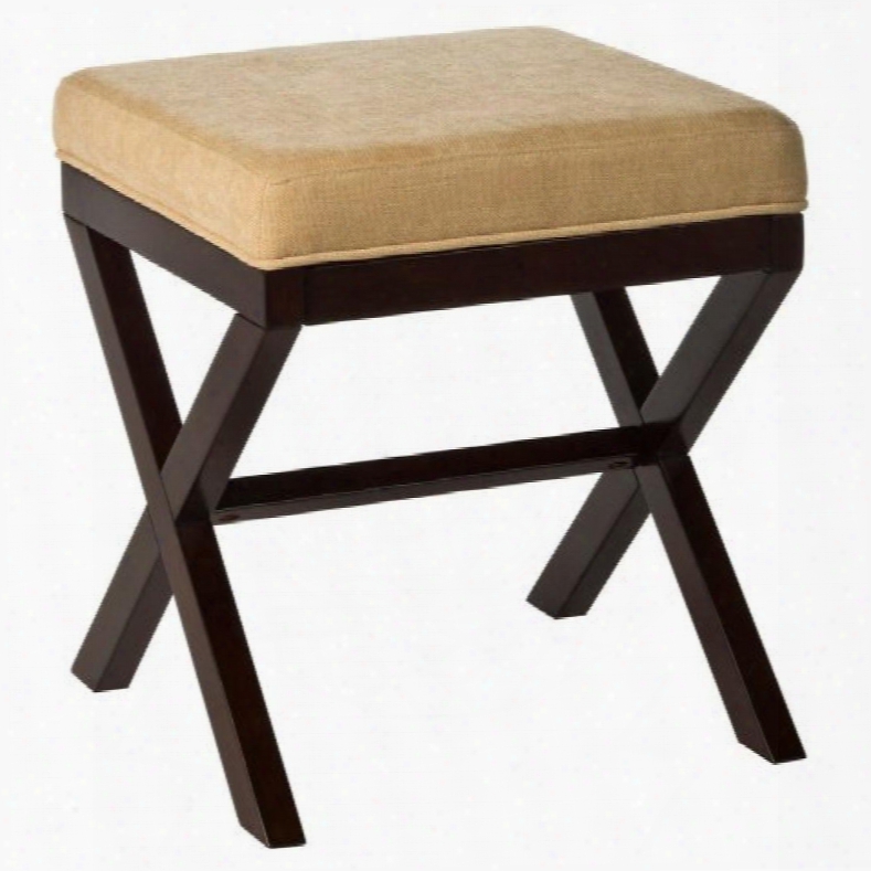 50964 Morgan 18.5" Backless Vanity Stool With Avignon Stone Fabric Seat Cross-hatched Legs And Rubber Wood Construction In Espresso