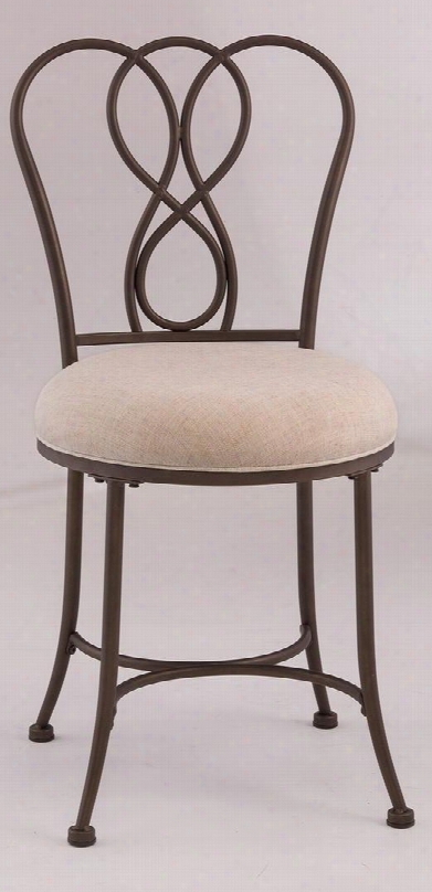 50994 Christina 32.75" Vanity Stool With Figure-eight Design Cream Fabric Seat And Metal Construction In Bronze