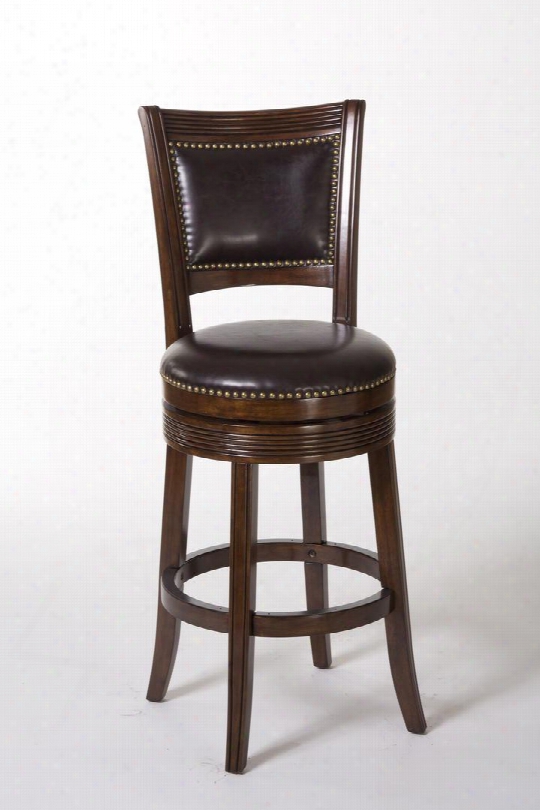 5221-831 Lockefield 47" Pu Uphol Stered Swivel Bar Stool With Wood Frame In Brown