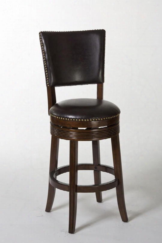 5223-831 Sonesta 47" Pu Upholstered Swivel Bar Stool With Refined Detailing On Wood Frame In Brown