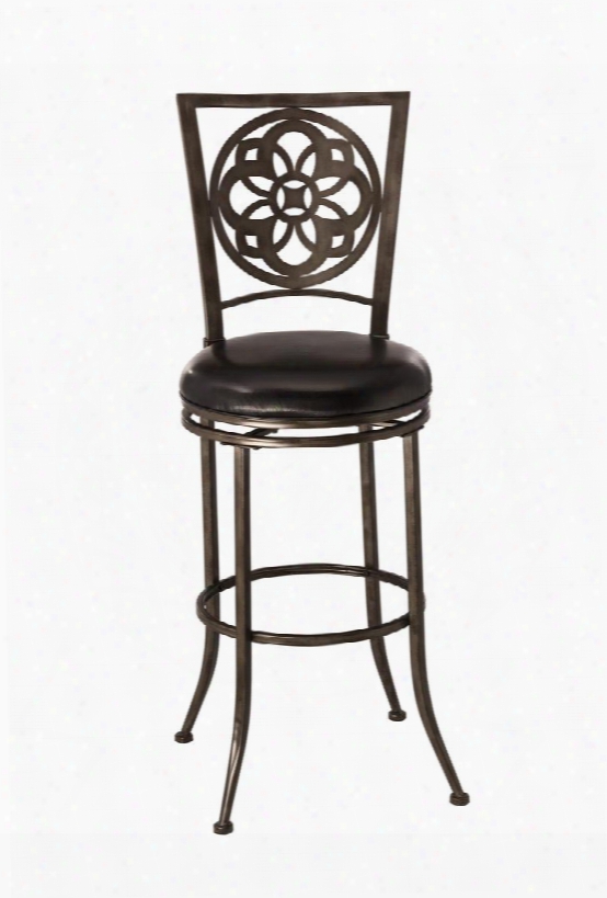 5435-830 Marsala 46" Faux Leather Upholstered 360 Degree Swivel Bar Stool With Metal Frame In Gray With Rust