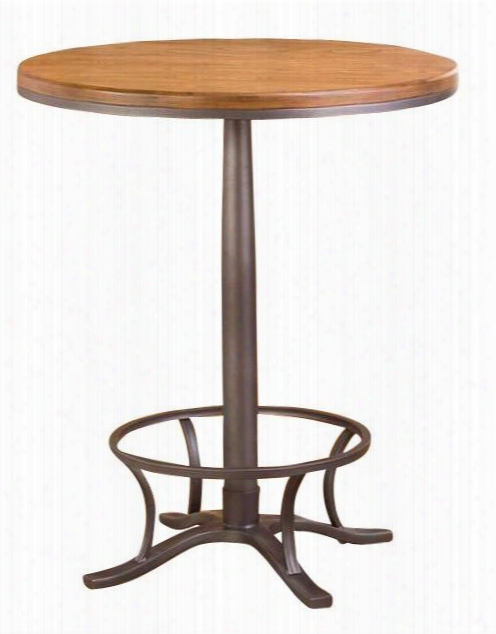 5441ptb Westview 36" Round Bar Height Bistro Table With Light Oak-veneered Top And Metal Construction In Steel Grey