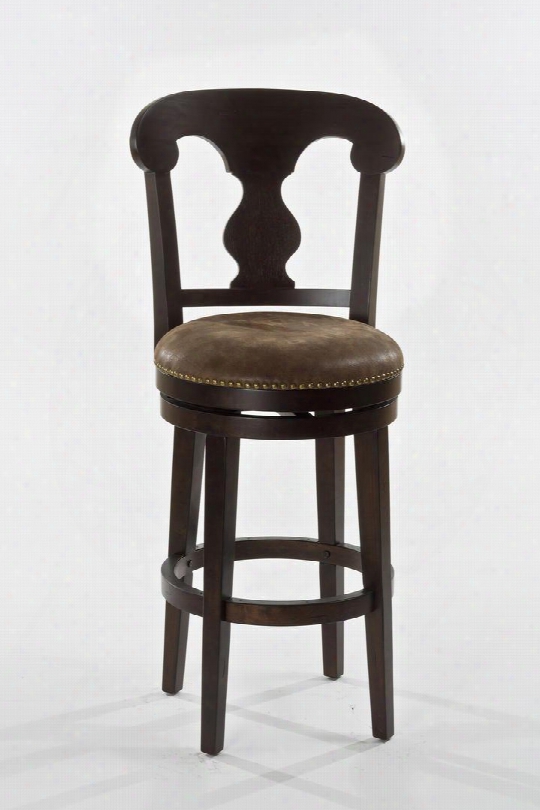 5572-830 Burkard 47" 360 Degree Swivel Bar Stool With Distressed Detailing And Nail Head Accents In Dark