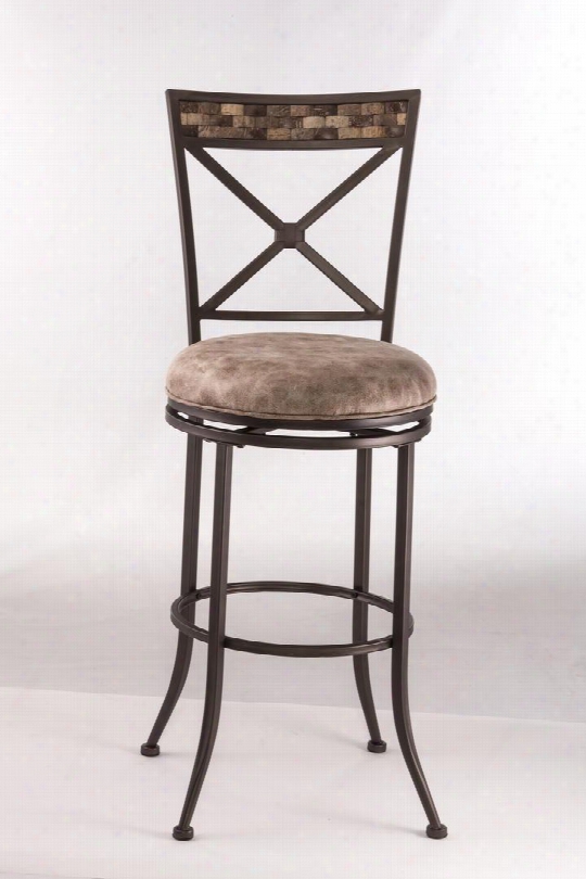 5594-830 Compton 46" Faux Leather Upholstered 360 Degree Swivel Bar Stool With Metal Frame In