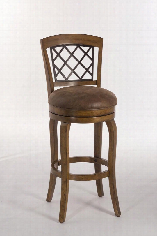 5626-830 Ericsson 42"  Faux Leather Upholstered Swivel Bar Stool With Wood Frame In Distressed Light