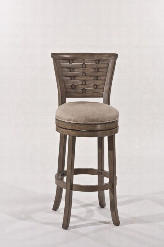 5681-830 Thredson 43" Fabric Upholstered Swivel Bar Stool With Wood Frame In Light  Antique