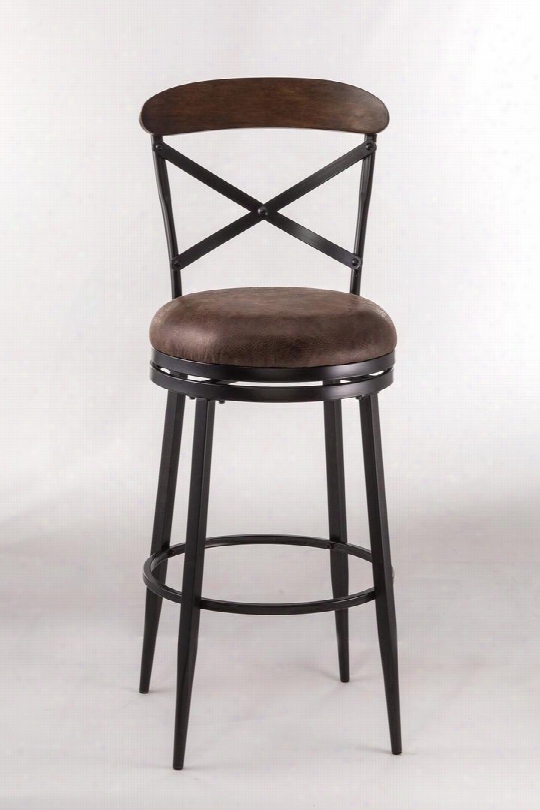 5700-832 Henderson 44" Aux Leather Upholstered 360 Degree Swivel Bar Stool With Metal Frame In