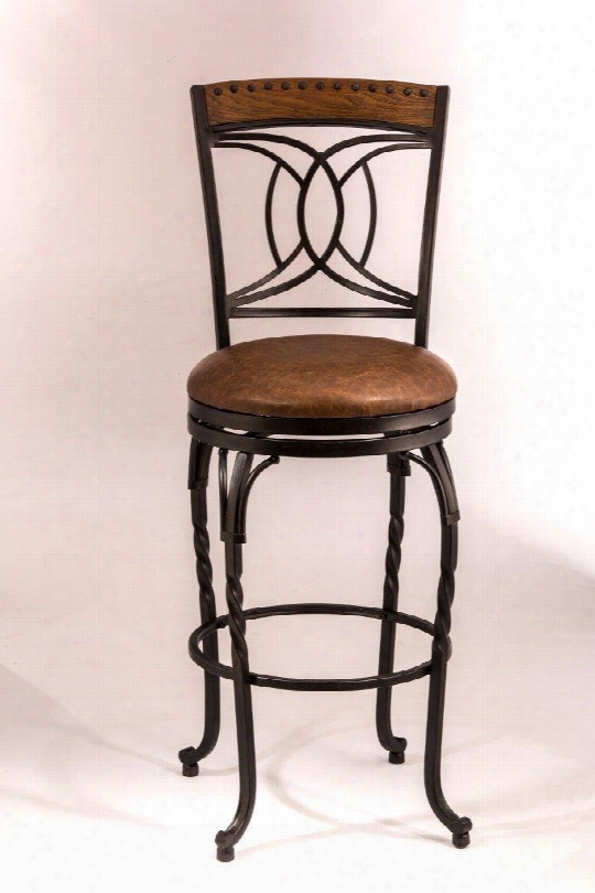 5701-830 Donovan 47" Faux Leather Upholstered 360 Degree Swivel Bar Stool With Metal Frame In