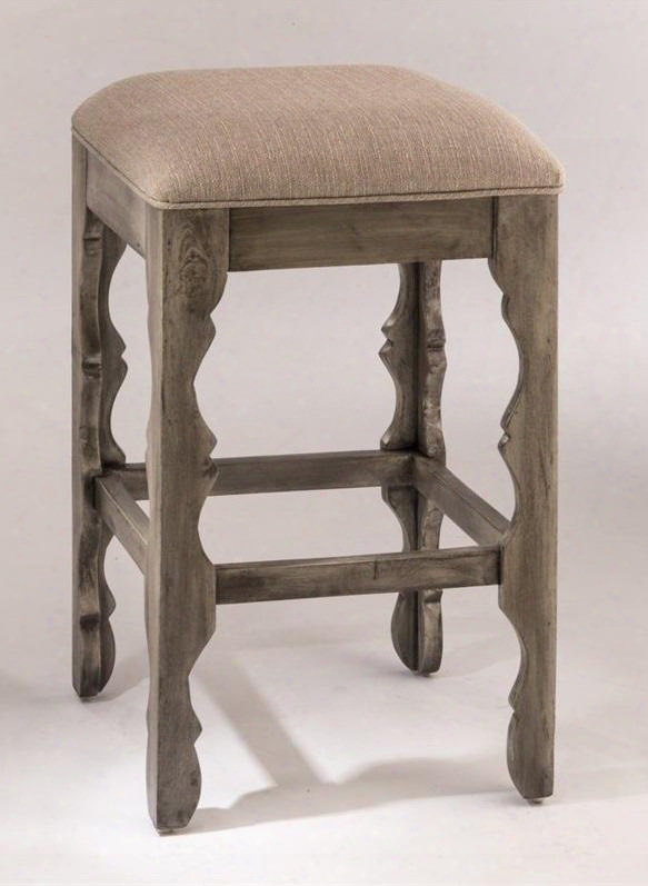 5713-832r Carrara 30&qot; Backless Fabric Upholstered Bar Stool With Distressed Wood Frame In