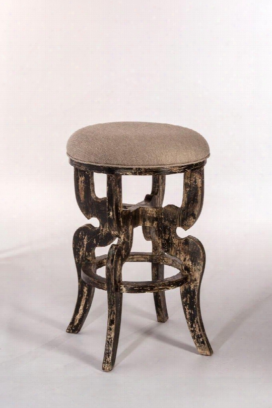 5714-831 Medlock Fabric Upholstered Backless Bar Stool With Distressed Wood Frame In
