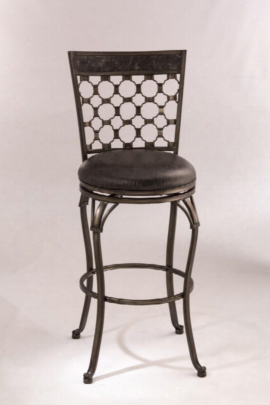 5752-831 Brescello 45" Faux Leather Upholstered 360 Degree Swivel Counter Stool With Metap Frame In Antique