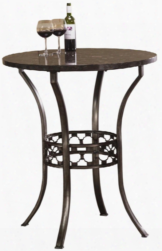 5752ptb Brescello 36" Round Barh Eight Bistro Table With Tonal Blue Stone Mosaic And Metal Construction In Antique Pewter