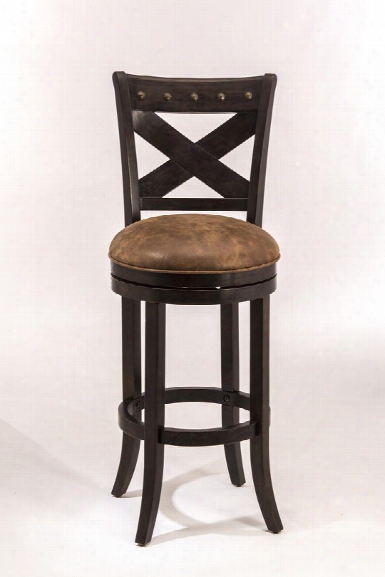 5758-830 Brantley 45" Faux Leather Upholstered 360 Degree Swivel Bar Stool With Wood Frame In Deep